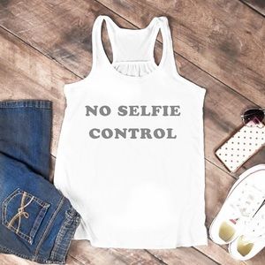 No Selfie Control Graphic Shirt Racerback TankTop